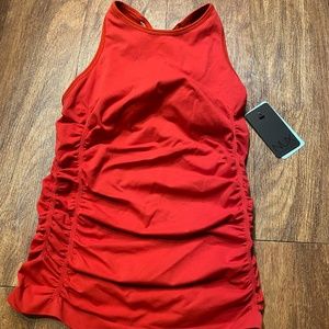 NUX Workout High Neck Racerback Tank with Ruching